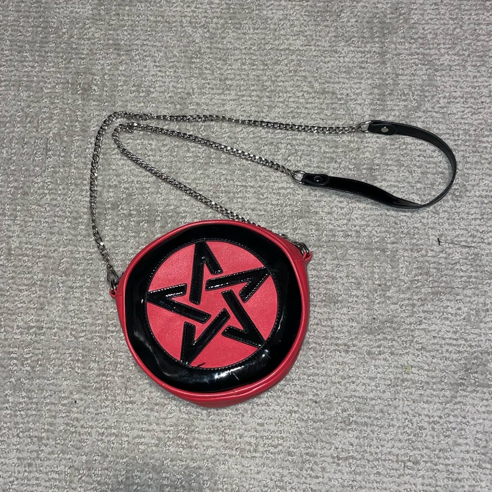 Dolls Kill Red and Black Pentagram Bag